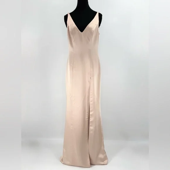 After Six by Dessy Cowl Back Long Maxi Dress Gown, Toasted Sugar, Size 2,  NWT - www.disolcolor.com